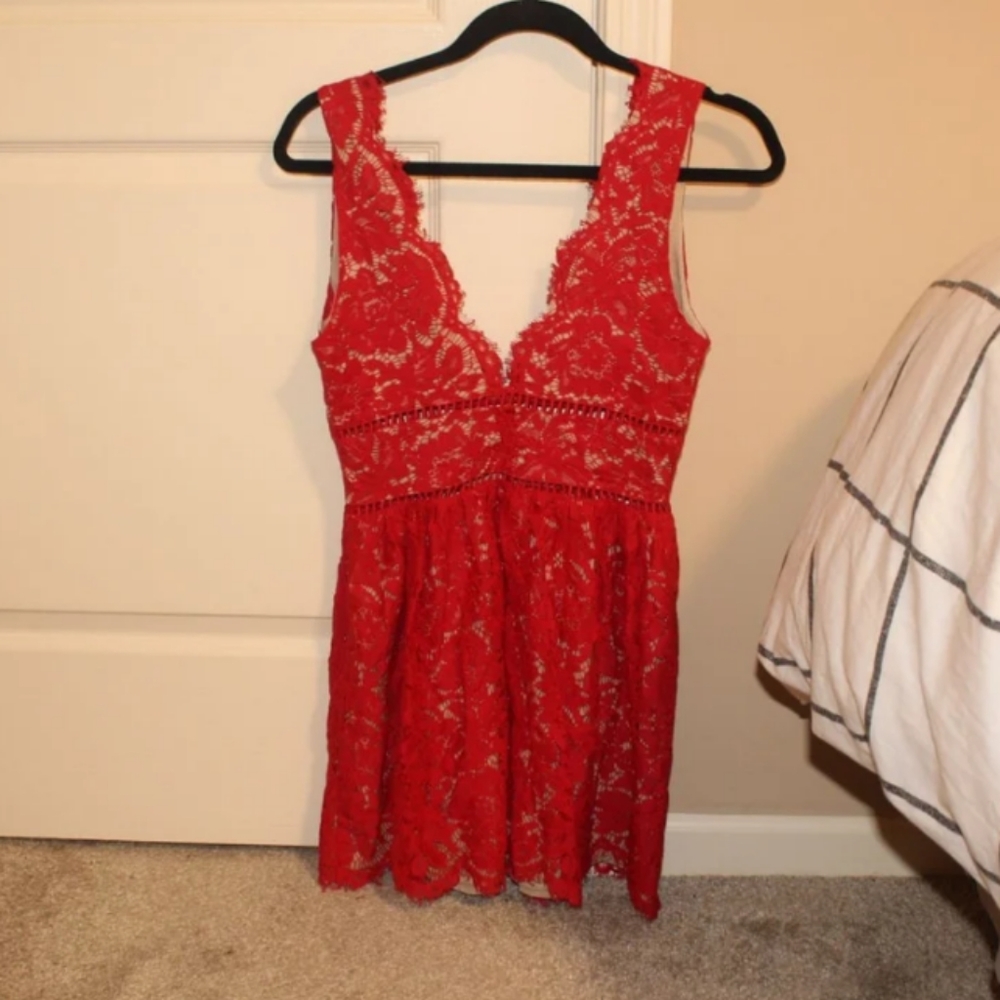 Red lace dress